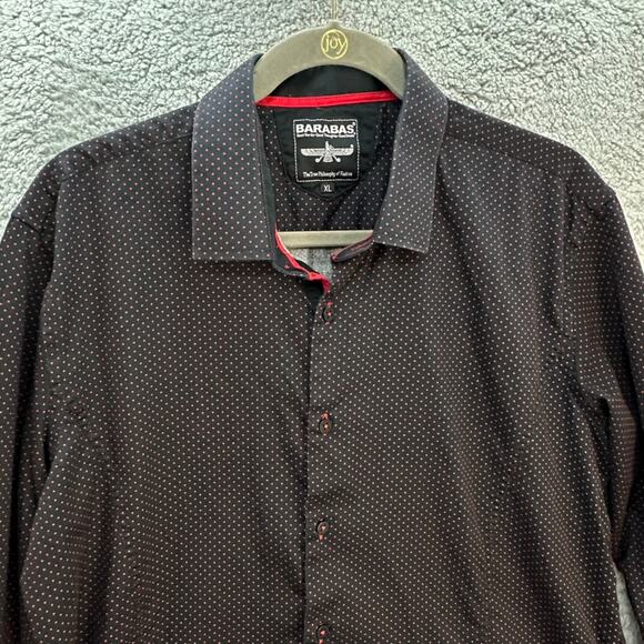 BARABAS men's XL Black Red Polka Dot Long Sleeve Button Up Evening Casual - Picture 4 of 12
